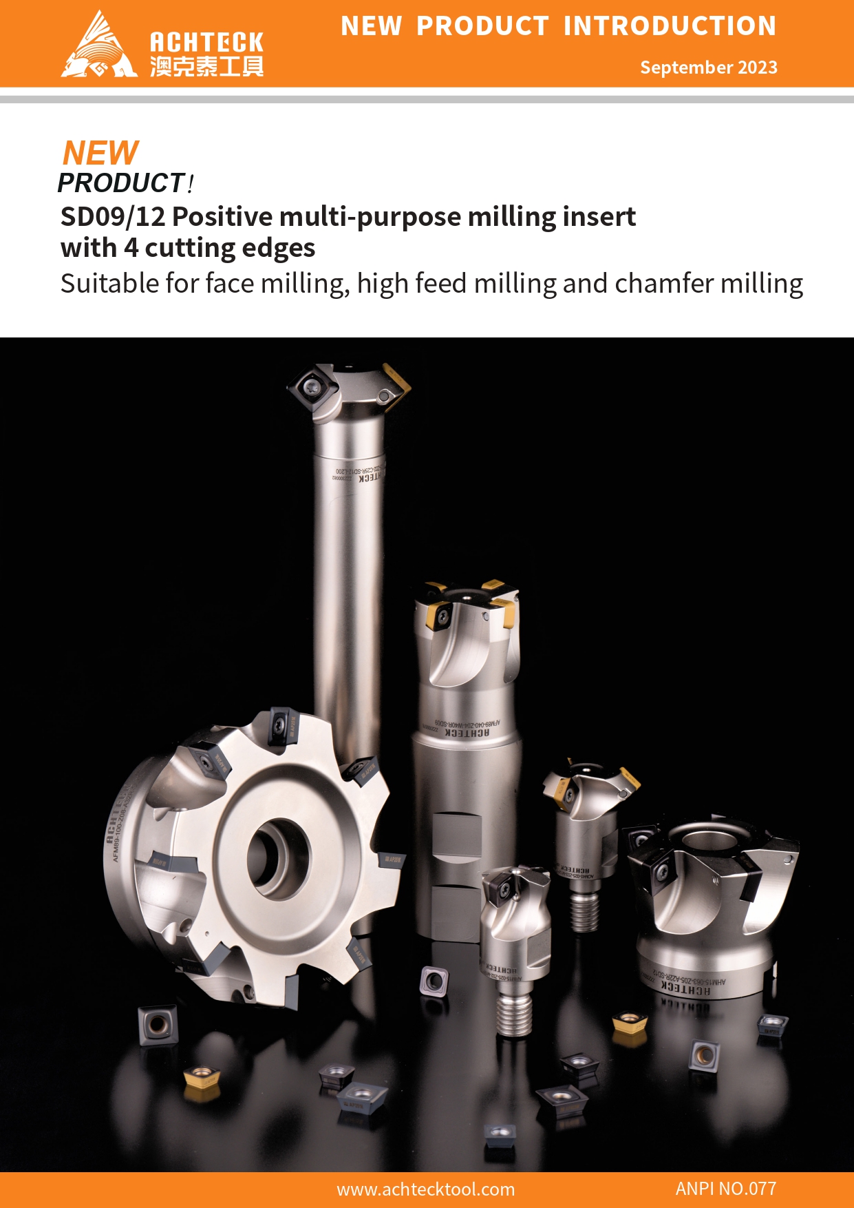 SD09/12 Positive multipurpose milling insert with 4 cutting edges